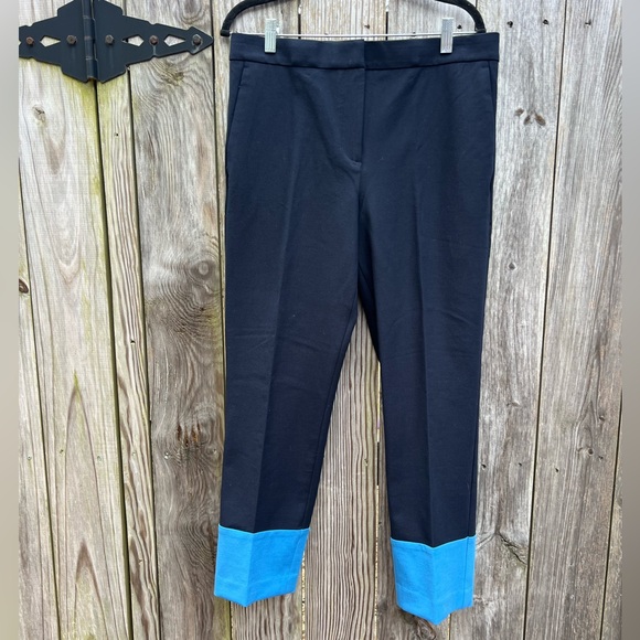 Ann Taylor Pants - ANN TAYLOR Navy Career Dress Cropped Colorblock Turquoise Pants Women’s 10 NWT